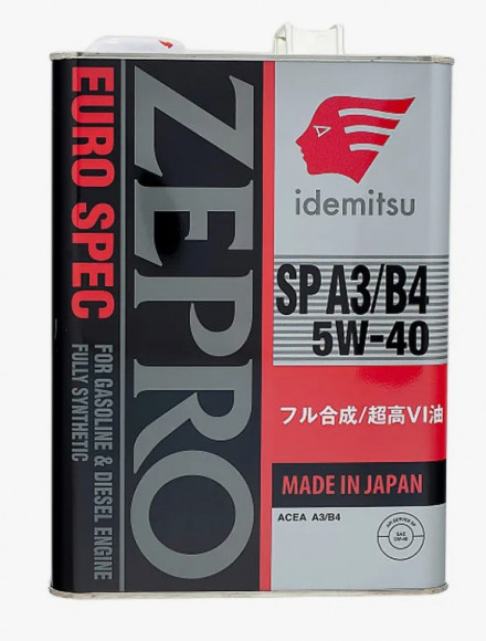 Масло мотор. 5W40 IDEMITSU Zepro Euro Spec SP A3/B4 металл (4 л.) 1*6 шт. Масло мотор. 5W40 IDEMITSU Zepro Euro Spec SP A3/B4 металл (4 л.) 1*6 шт.