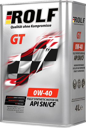 Масло мотор. ROLF GT SAE 0W40 API SN/CF 4л (1*4шт) Масло мотор. ROLF GT SAE 0W40 API SN/CF 4л (1*4шт)