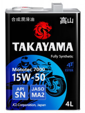 Масло моторное TAKAYAMA Mototec 7000 4T SAE 15W-50 API SN JASO MA-2 4л (1*4шт) Масло моторное TAKAYAMA Mototec 7000 4T SAE 15W-50 API SN JASO MA-2 4л (1*4шт)