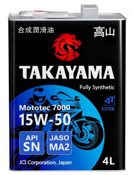 Масло моторное TAKAYAMA Mototec 7000 4T SAE 15W-50 API SN JASO MA-2 4л (1*4шт) Масло моторное TAKAYAMA Mototec 7000 4T SAE 15W-50 API SN JASO MA-2 4л (1*4шт)