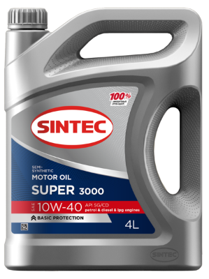 Масло мотор. SINTEC SUPER 3000 SAE 10W40 API SG/CD 4л (1*4шт) Масло мотор. SINTEC SUPER 3000 SAE 10W40 API SG/CD 4л (1*4шт)