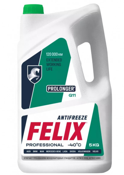 Антифриз FELIX PROLONGER, G11 зелен в п/э кан. 5кг (4шт) Антифриз FELIX PROLONGER, G11 зелен в п/э кан. 5кг (4шт)