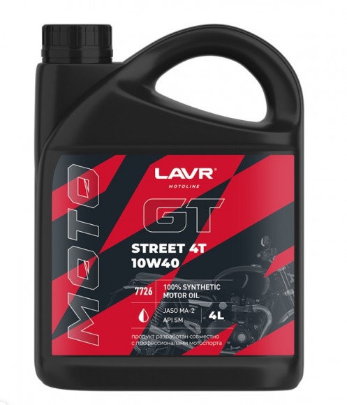 Ln7726 Масло мотор. 4T 10W40 SM GT STREET, LAVR MOTO 4 л 1*4шт Ln7726 Масло мотор. 4T 10W40 SM GT STREET, LAVR MOTO 4 л 1*4шт