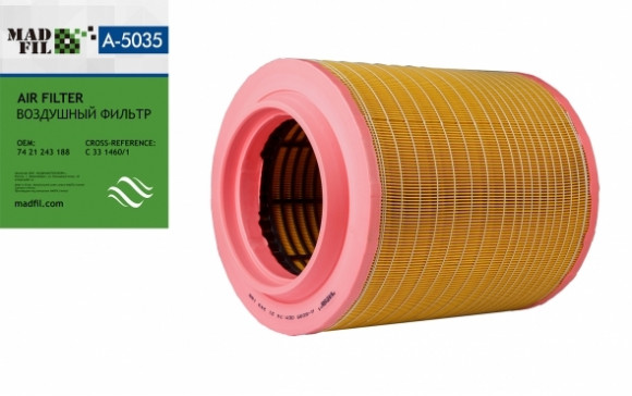 MADFIL Воздушный фильтр C 33 1460/1, 74 21 243 188,RENAULT TRUCKS T,VOLVO TRUCKS FH шт. MADFIL Воздушный фильтр C 33 1460/1, 74 21 243 188,RENAULT TRUCKS T,VOLVO TRUCKS FH шт.